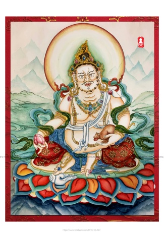 Tranh Giấy Ngọc Trai- Thần Tài Zambhala